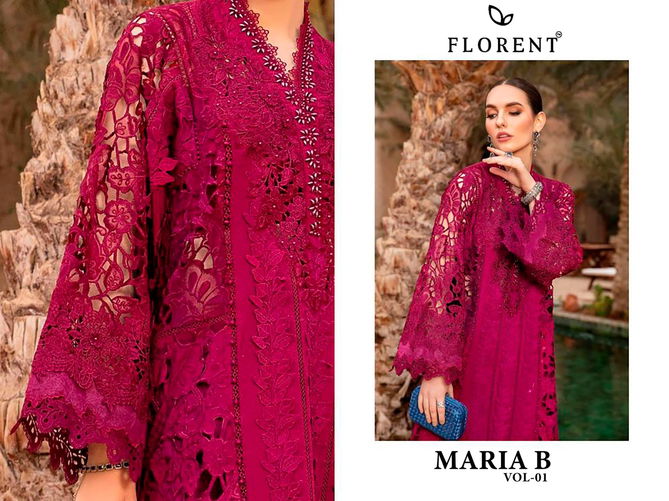 Maria B Vol 1 By Florent Embroidery Pure Cotton Pakistani Suits Wholesale Market In Surat